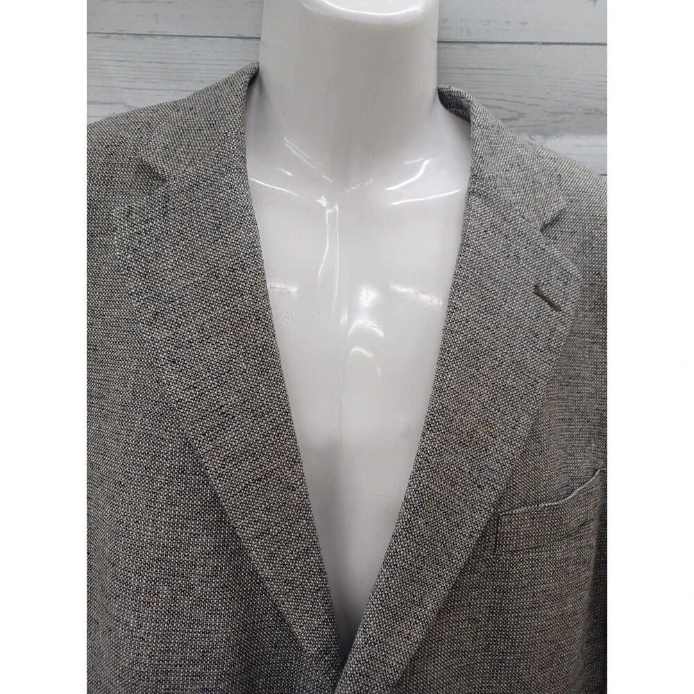 Hunt Valley Mens Blazer Jacket Gray 44R 100% Silk Tweed